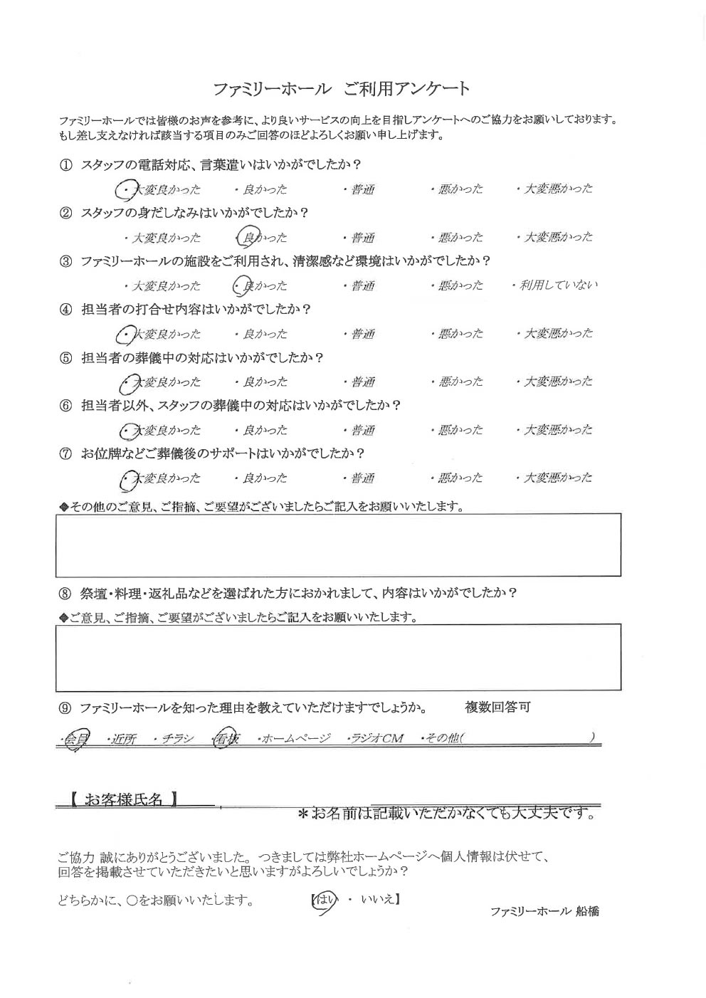 お客様からのお声